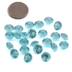 Lot (24) Czech vintage aqua blue round glass rhinestones 8mm