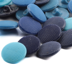 Lot (46) 1930s vintage Czech assorted blue dimple glass buttons 18mm