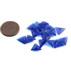 Lot (17) Czech vintage sapphire blue triangle glass rhinestones 10mm