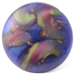 Victorian antique Czech pink blue satin marble lampwork glass button 14mm