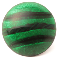 Victorian antique Czech black striped green over silver foil lampwork glass button 15mm