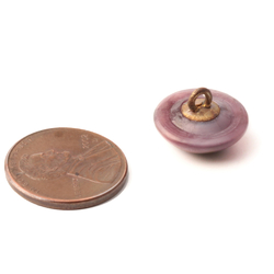 Victorian antique Czech black feather purple satin lampwork glass button 15mm