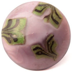 Victorian antique Czech black feather purple satin lampwork glass button 15mm