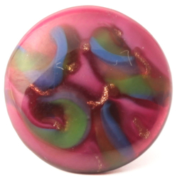 Victorian antique Czech blue green pink satin marble lampwork glass button 14mm