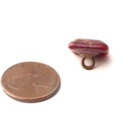 Victorian antique Czech millefiori aventurine gold pink satin lampwork square glass button 13mm