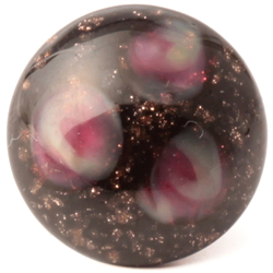 Victorian antique Czech pink satin eyes aventurine black lampwork glass button 14mm