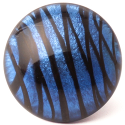 Victorian antique Czech black striped blue over silver foil lampwork glass button 13mm