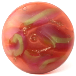 Victorian antique Czech satin marble orange lampwork glass button 14mm