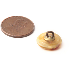 Victorian antique Czech pink yellow satin marble lampwork glass button 14mm