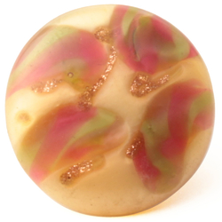 Victorian antique Czech pink yellow satin marble lampwork glass button 14mm
