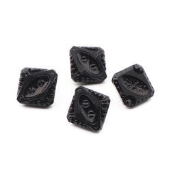 Lot (4) Antique Victorian Czech square dimi black glass buttons 9mm