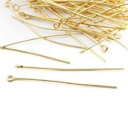 Lot (50) vintage gold tone chandelier loop head prism hangers jewelry connector pins 40mm
