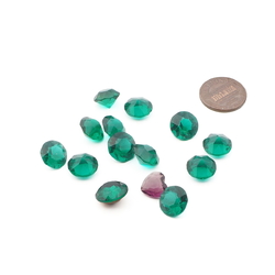 Lot (13) Czech vintage round faceted green glass rhinestones 11/12mm