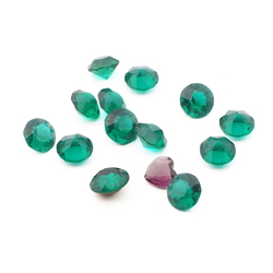 Lot (13) Czech vintage round faceted green glass rhinestones 11/12mm