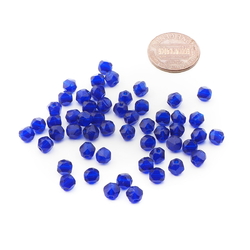 Lot (50) Czech vintage cobalt blue English cut faceted glass beads 5mm