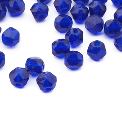 Lot (50) Czech vintage cobalt blue English cut faceted glass beads 5mm