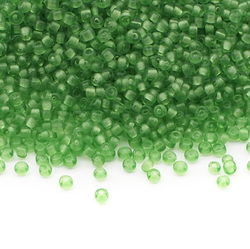 Czech Seed Glass Beads Green Bronze Cut Tubes 2x4.2mm Vintage 1 hank with .61mm hole