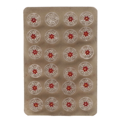 Card (24) vintage Deco Czech red flower clear glass buttons 13mm