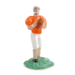 Rare Czech original vintage lampwork glass American football player figurine Zelezny Brod Sklo