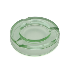 Vintage Czech uranium green depression glass ashtray