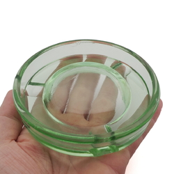 Vintage Czech uranium green depression glass ashtray