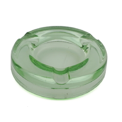 Vintage Czech uranium green depression glass ashtray