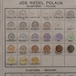 Sample card (41) vintage Czech transparent glass buttons Joseph Riedel, Polaun 1935