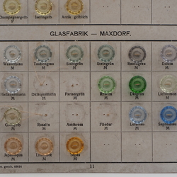 Sample card (41) vintage Czech transparent glass buttons Joseph Riedel, Polaun 1935