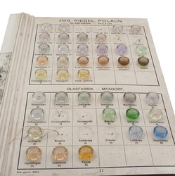 Sample card (41) vintage Czech transparent glass buttons Joseph Riedel, Polaun 1935
