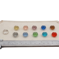 Sample card (11) Vintage Deco Czech transparent dome faceted glass buttons 13mm