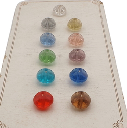 Sample card (11) Vintage Deco Czech transparent dome faceted glass buttons 13mm