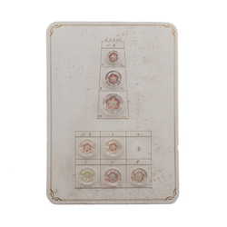 Sample card (8) Vintage Deco Czech reverse painted intaglio flower clear glass buttons