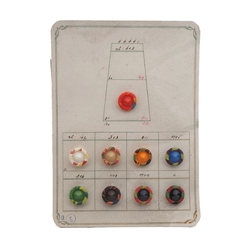 Sample card (9) Vintage Deco Czech hand painted glass buttons 18mm