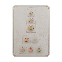 Sample card (8) Vintage Deco Czech hand painted frost flower glass buttons