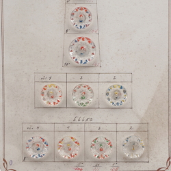 Sample card (11) Vintage Deco Czech reverse painted clear geometric glass buttons