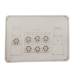Sample card (7) Vintage Deco Czech reverse painted clear intaglio geometric glass buttons