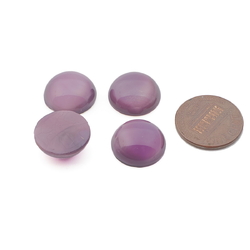 Lot (4) Vintage Czech purple moonglow glass cabochons 15mm