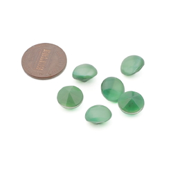 Lot (6) Vintage Czech green moonglow domed glass rhinestones 10mm