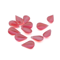 Lot (12) Vintage Czech pink moonglow domed teardrop glass rhinestones 10x6mm