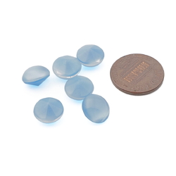 Lot (6) Vintage Czech blue moonglow domed glass rhinestones 10mm