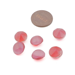 Lot (6) Vintage Czech pink moonglow domed glass rhinestones 10mm