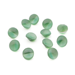 Lot (12) Vintage Czech green moonglow domed glass rhinestones 6mm
