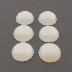 Lot (6) Vintage Czech opaline moonglow glass cabochons 16mm