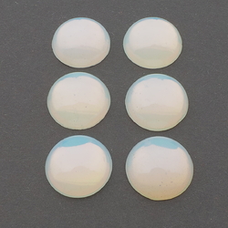 Lot (6) Vintage Czech opaline moonglow glass cabochons 16mm