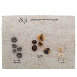 Sample card (12) Vintage Czech polyester metal buttons by Styl
