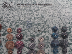 Sample card (32) Vintage Czech polyester marble pearl buttons by Styl