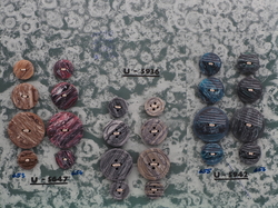 Sample card (32) Vintage Czech polyester marble pearl buttons by Styl