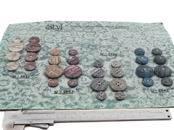 Sample card (32) Vintage Czech polyester marble pearl buttons by Styl