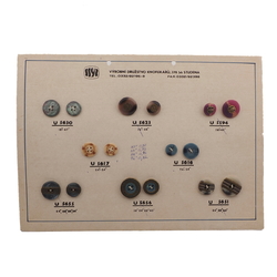 Sample card (16) Vintage Czech polyester metal buttons by Styl