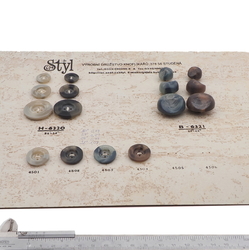 Sample card (16) Vintage Czech polyester marble buttons by Styl